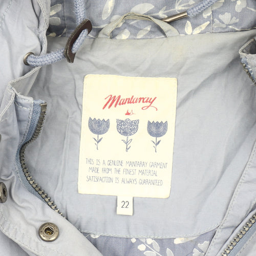 Mantaray Women's Blue Hooded Parka Jacket Size 22 Cotton Blend