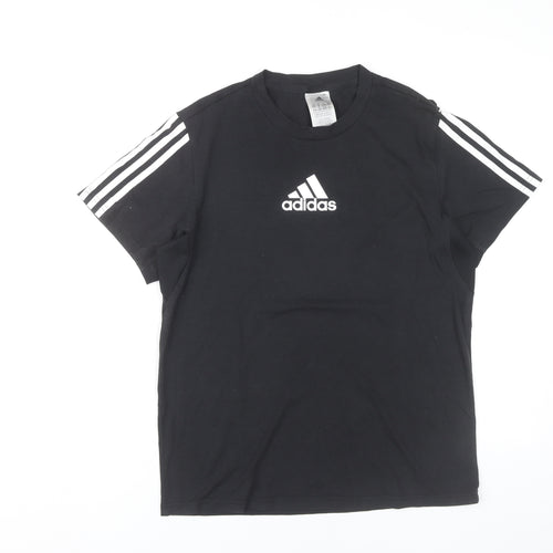 Adidas Women Black M T-Shirt Short Sleeve Cotton Blend Sports Top