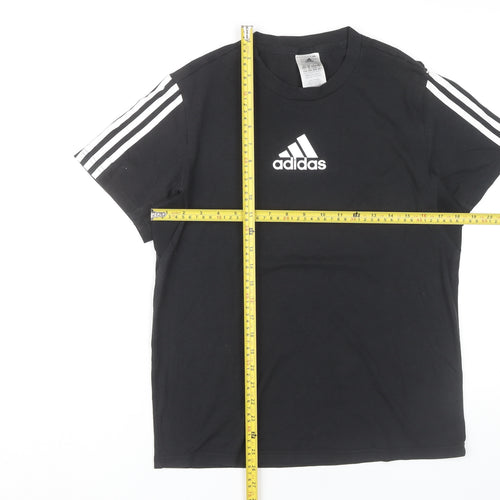 Adidas Women Black M T-Shirt Short Sleeve Cotton Blend Sports Top