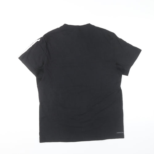 Adidas Women Black M T-Shirt Short Sleeve Cotton Blend Sports Top