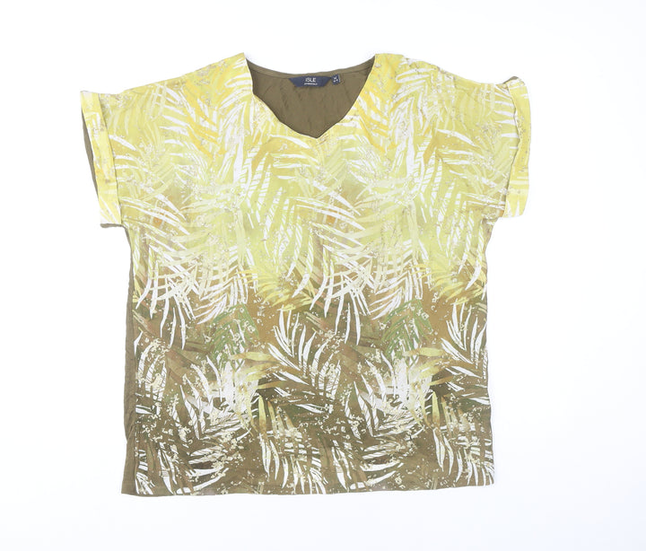 Isle Essentials Womens Multicoloured Tunic Blouse Size 14 V-Neck