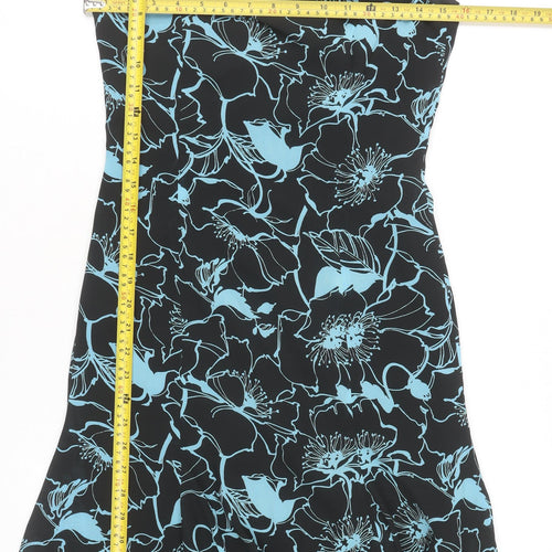 VIA.WAVE Women’s Black Blue Floral Asymmetric Cocktail Dress Size 10