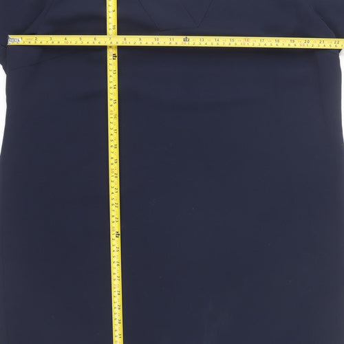 Marks and Spencer Womens Blue Size 18 Shift Dress V-Neck Short Sleeve