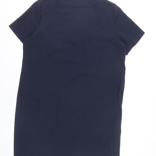 Marks and Spencer Womens Blue Size 18 Shift Dress V-Neck Short Sleeve