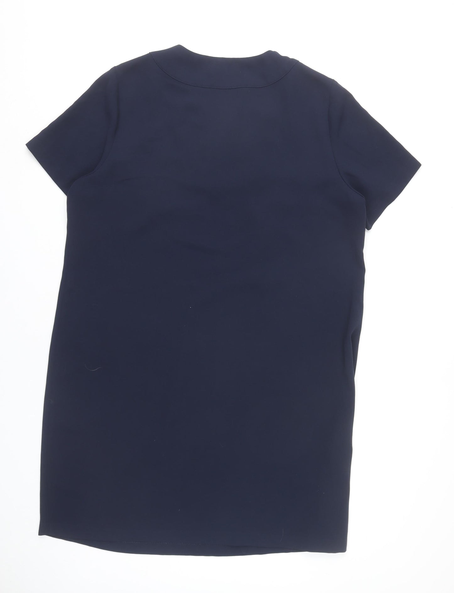 Marks and Spencer Womens Blue Size 18 Shift Dress V-Neck Short Sleeve
