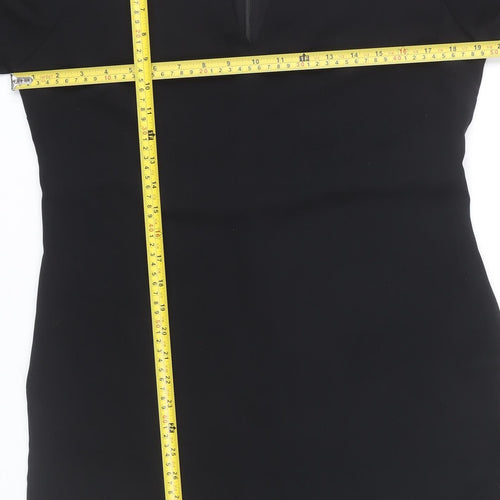 Oasis Women’s Black White Shift Dress Size 14 Colourblock Long Sleeve