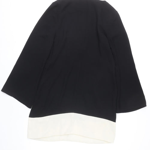 Oasis Women’s Black White Shift Dress Size 14 Colourblock Long Sleeve