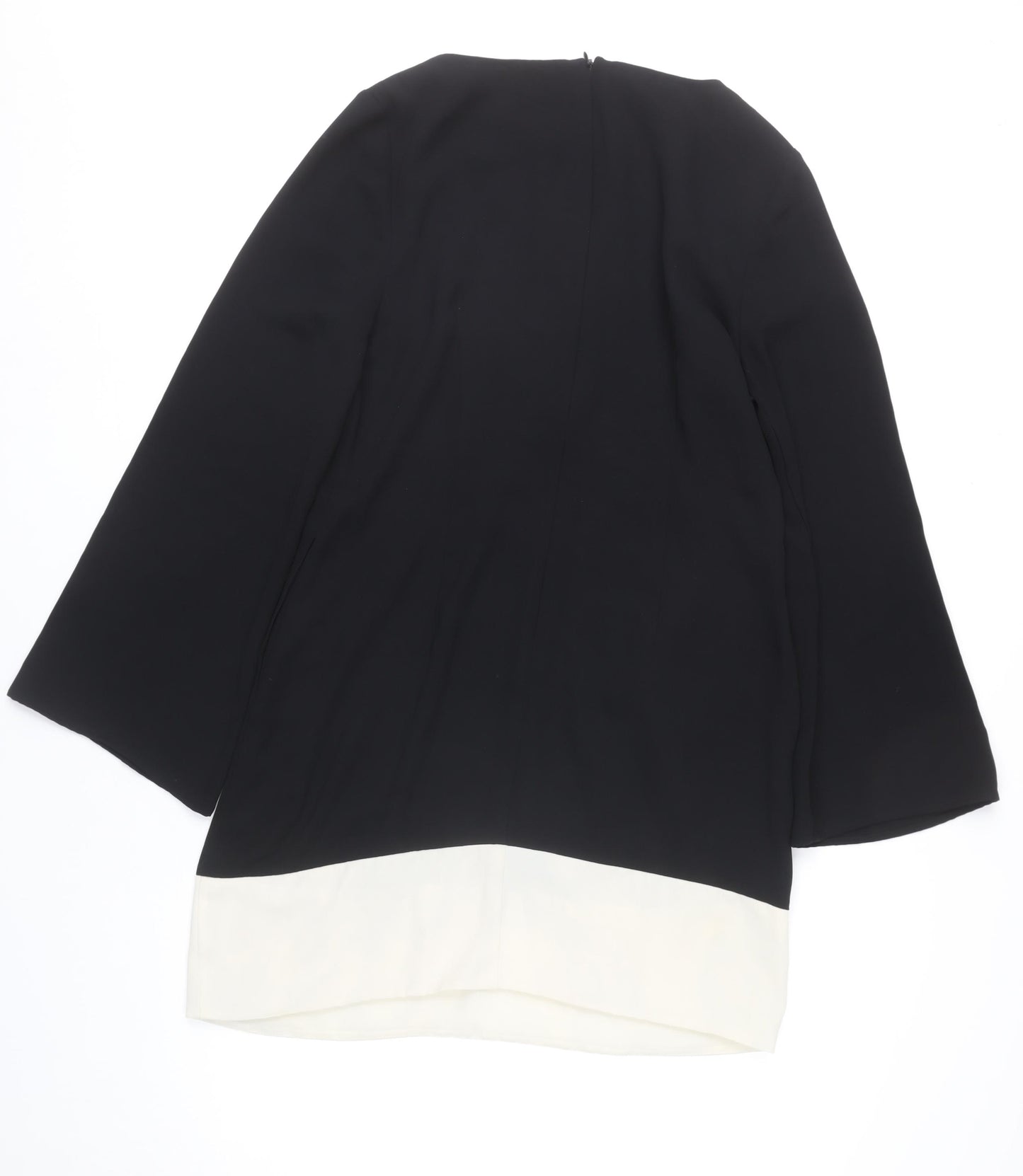 Oasis Women’s Black White Shift Dress Size 14 Colourblock Long Sleeve