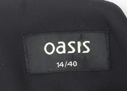 Oasis Women’s Black White Shift Dress Size 14 Colourblock Long Sleeve