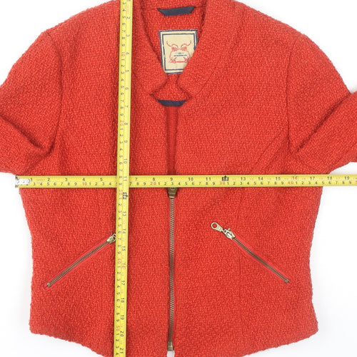 New Look Women Red Tweed Zip Up Jacket Size 12 Long Sleeve