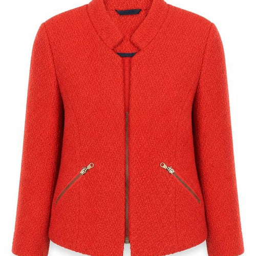 New Look Women Red Tweed Zip Up Jacket Size 12 Long Sleeve