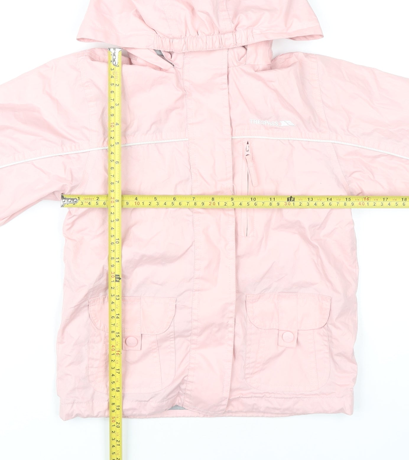 Trespass Girls Pink Waterproof Hooded Rain Coat Jacket 7-8 Years