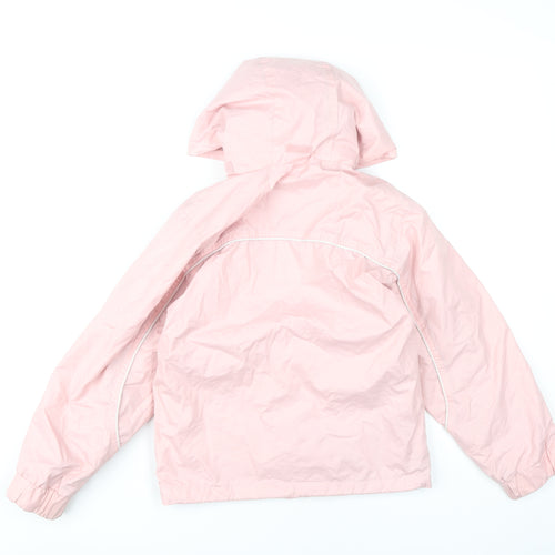 Trespass Girls Pink Waterproof Hooded Rain Coat Jacket 7-8 Years