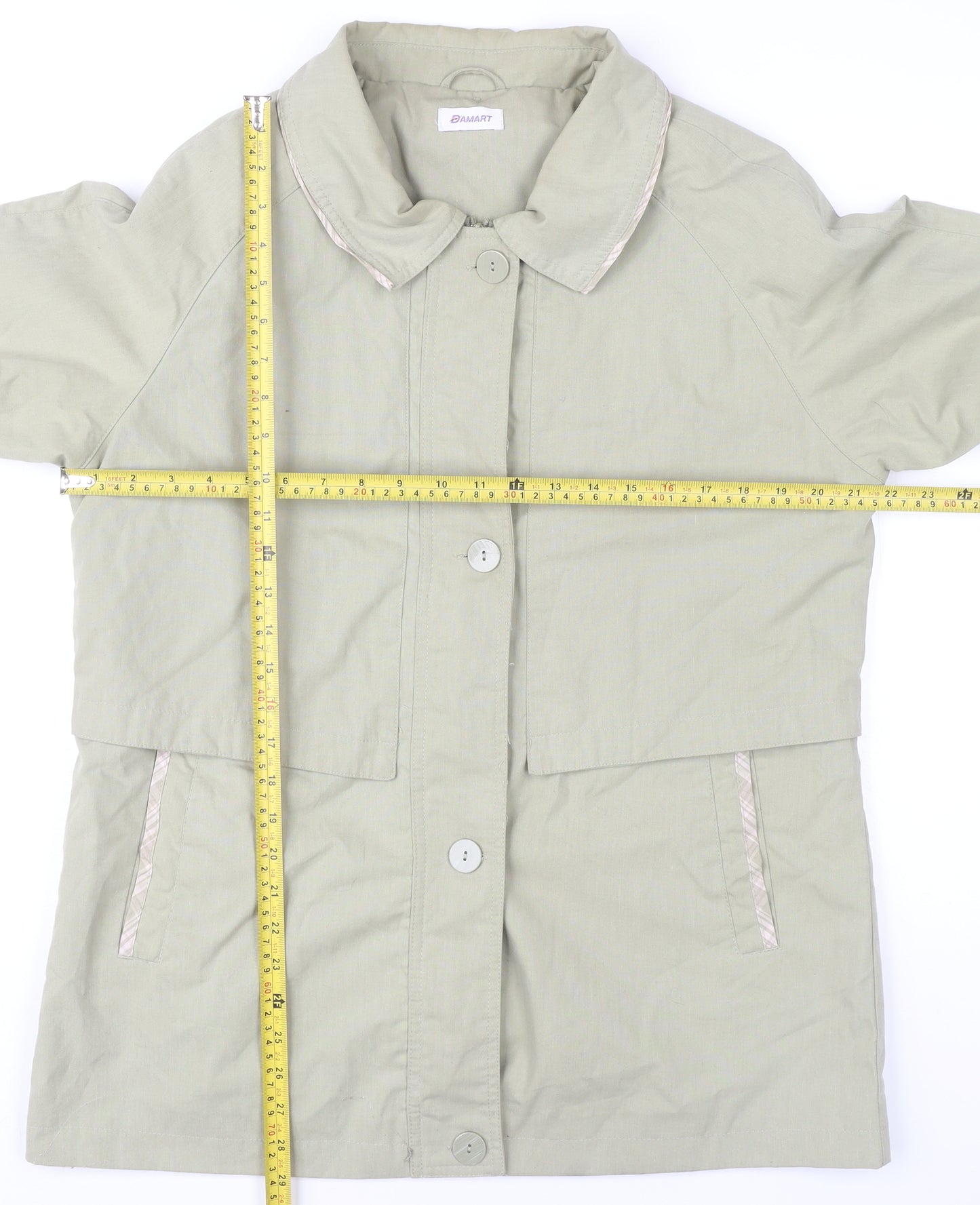 Damart Women’s Beige Mid-Length Rain Coat UK 12 Buttoned Pockets