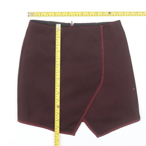 Topshop Women’s Red Wrap Mini Skirt Size 8 Polyester Lined