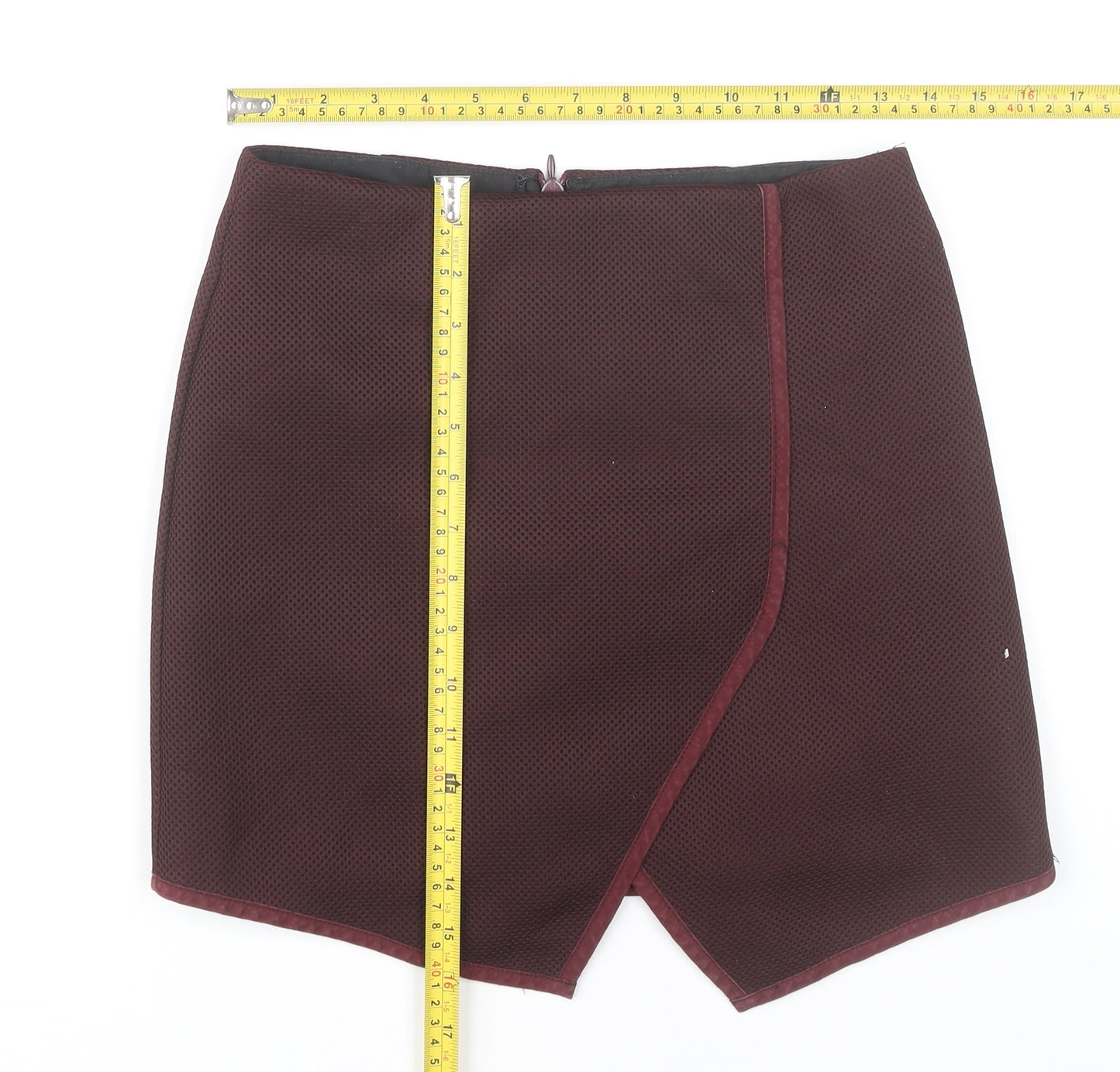 Topshop Women’s Red Wrap Mini Skirt Size 8 Polyester Lined