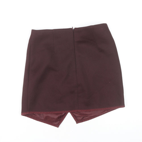 Topshop Women’s Red Wrap Mini Skirt Size 8 Polyester Lined