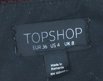 Topshop Women’s Red Wrap Mini Skirt Size 8 Polyester Lined
