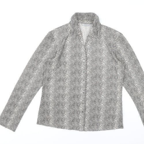 Marks and Spencer Womens Black Animal Print Button-Up Shirt UK 12