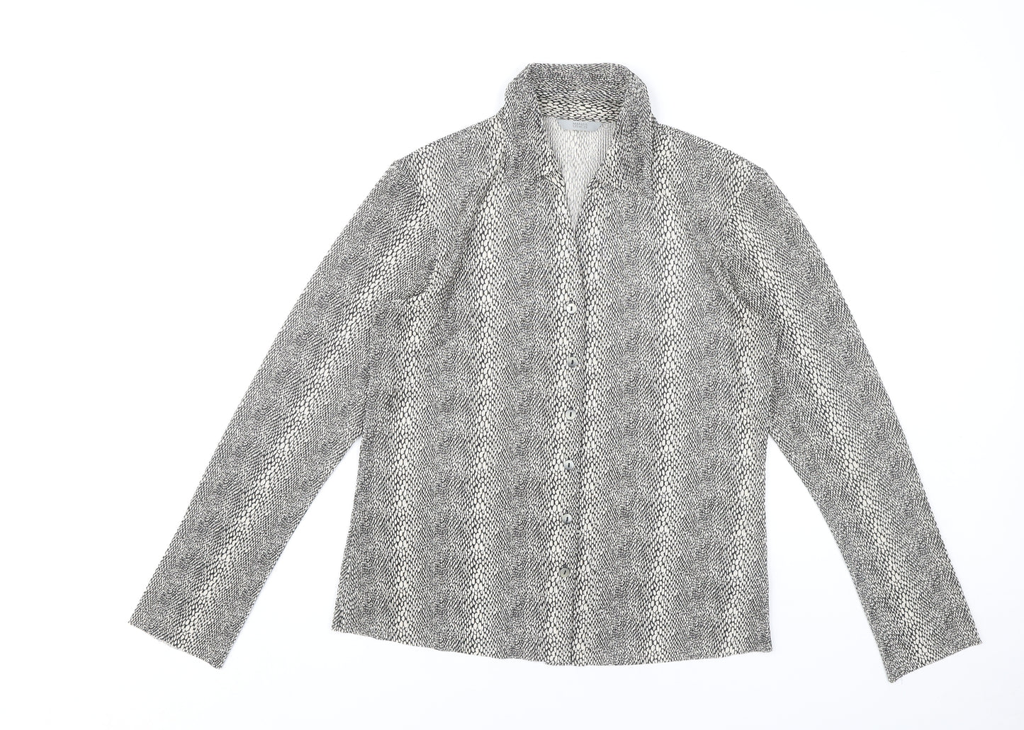 Marks and Spencer Womens Black Animal Print Button-Up Shirt UK 12