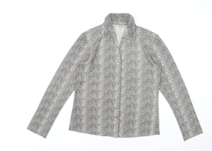 Marks and Spencer Womens Black Animal Print Button-Up Shirt UK 12