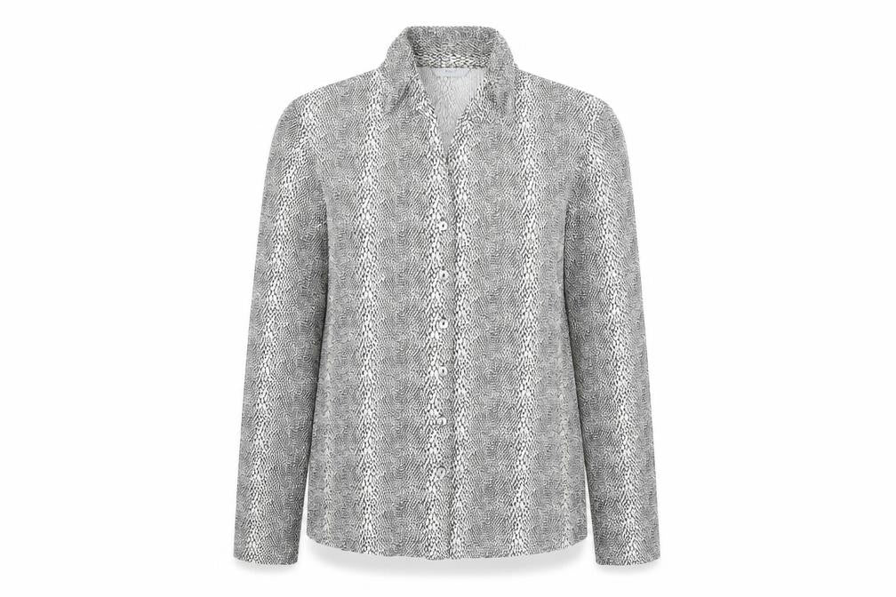 Marks and Spencer Womens Black Animal Print Button-Up Shirt UK 12
