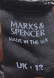 Marks and Spencer Womens Black Animal Print Button-Up Shirt UK 12