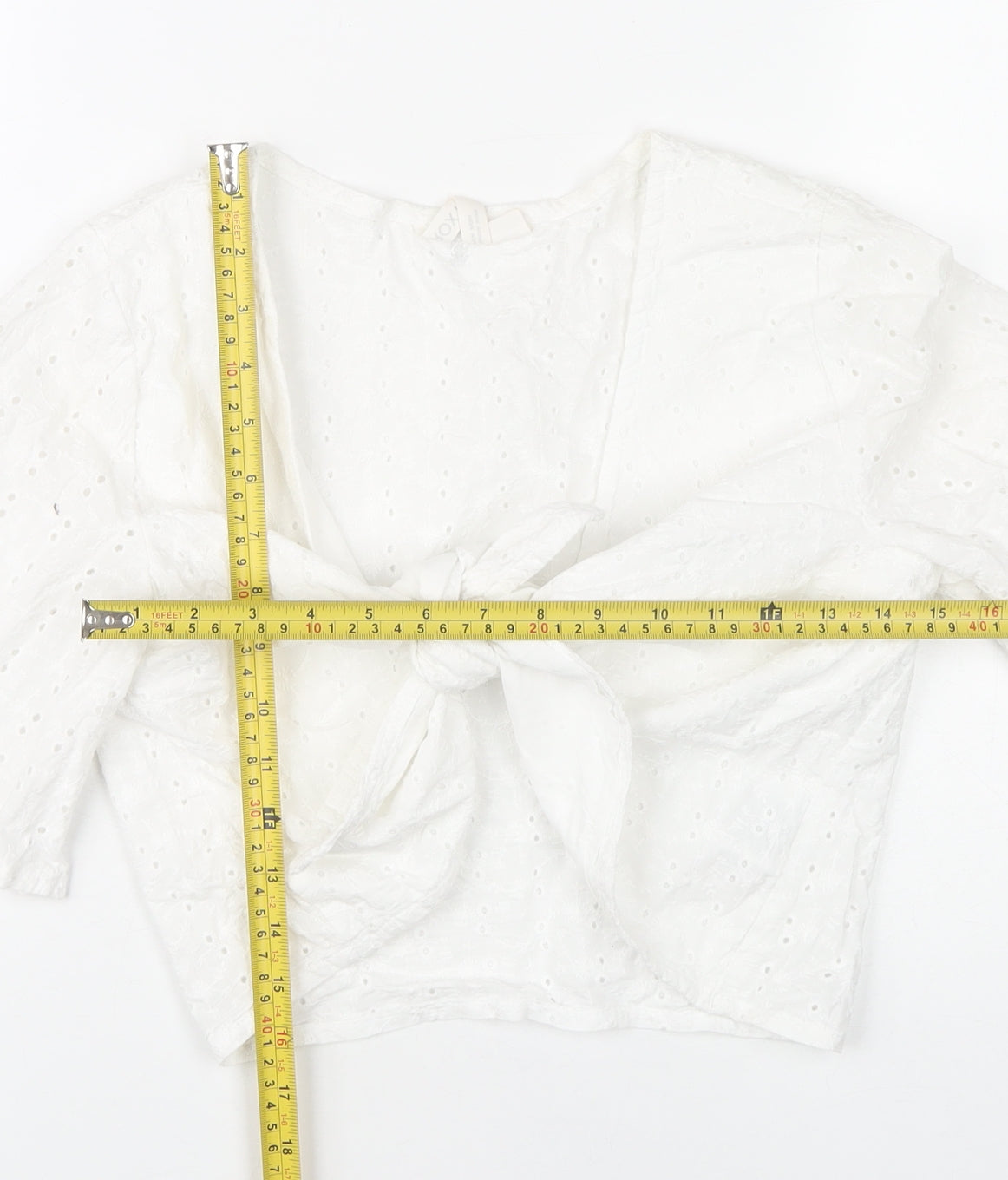 Roxy Womens White Cotton Cropped Blouse XS Boho Tie Front Top