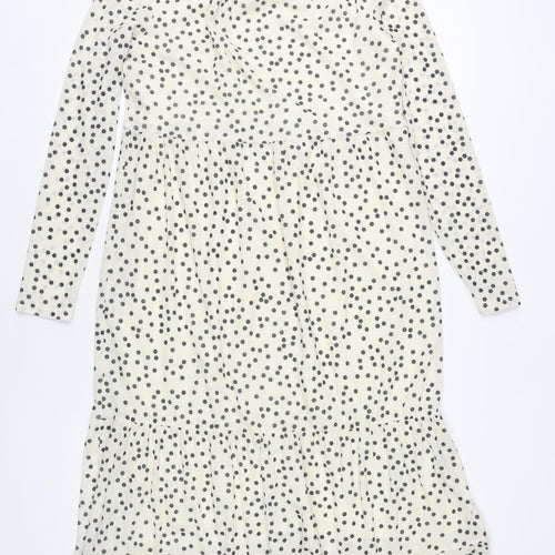 Warehouse Women’s White Polka Dot Midi Shift Dress Size 10