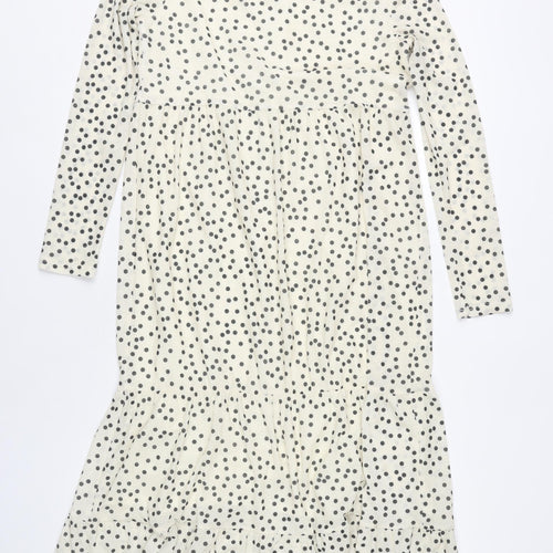 Warehouse Women’s White Polka Dot Midi Shift Dress Size 10