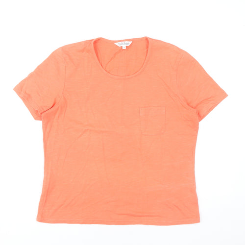 Tulchan Womens Orange Cotton Short Sleeve T-Shirt Size 14