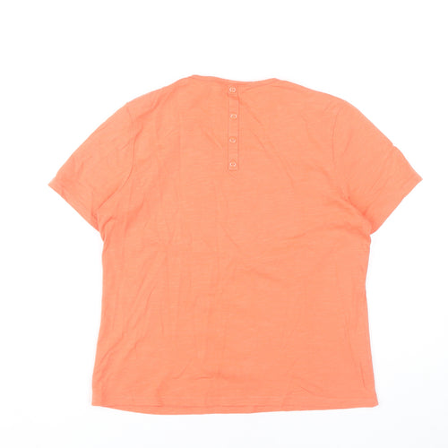 Tulchan Womens Orange Cotton Short Sleeve T-Shirt Size 14