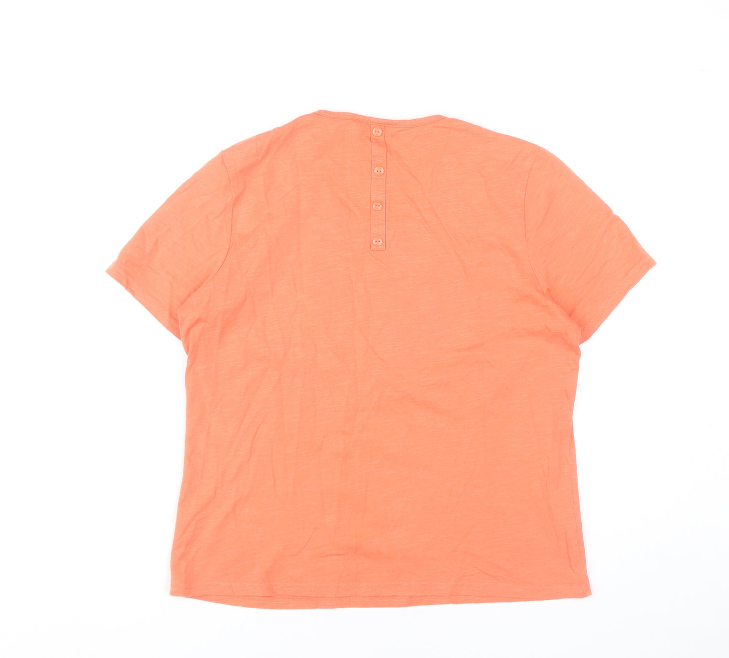 Tulchan Womens Orange Cotton Short Sleeve T-Shirt Size 14