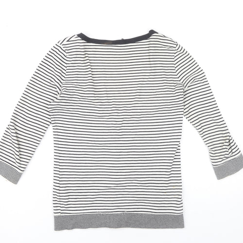 Topshop Women’s Black White Striped Cardigan Size 8 V-Neck 3/4 Sleeve