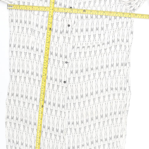 Mango Women’s White Geometric Shirt Dress XS Long Sleeve Viscose