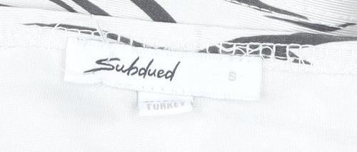 Subdued Women’s White Zebra Print Halter Cropped Tank Top Size S