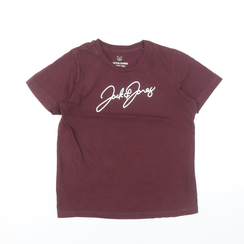 Jack & Jones Boys Red Logo Graphic T-Shirt Age 10 Years Cotton Crew Neck