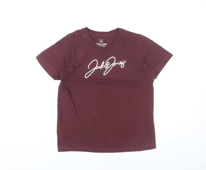 Jack & Jones Boys Red Logo Graphic T-Shirt Age 10 Years Cotton Crew Neck