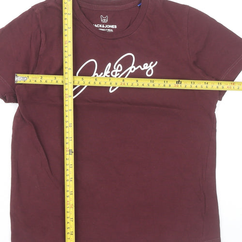 Jack & Jones Boys Red Logo Graphic T-Shirt Age 10 Years Cotton Crew Neck