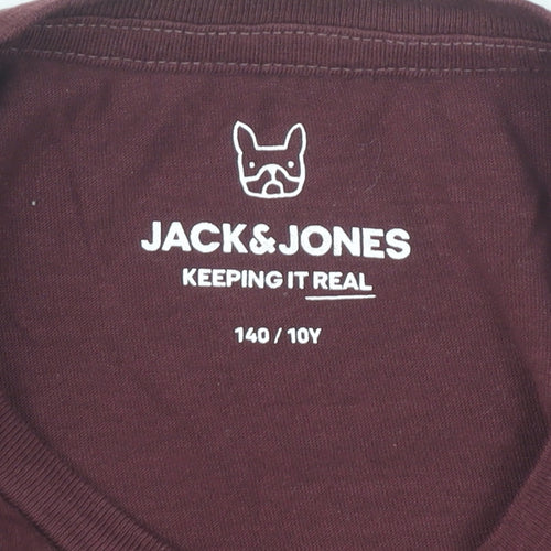 Jack & Jones Boys Red Logo Graphic T-Shirt Age 10 Years Cotton Crew Neck