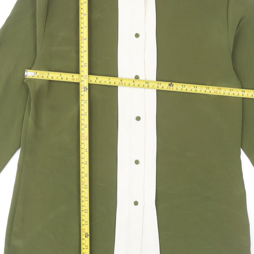 Jamie Oliver Womens Green Button-Up Shirt Size 10 Collared Long Sleeve