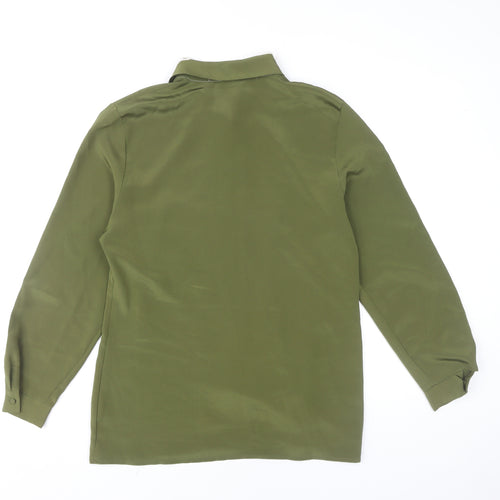 Jamie Oliver Womens Green Button-Up Shirt Size 10 Collared Long Sleeve