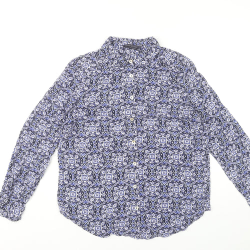 Marks and Spencer Womens Blue Geometric Button-Up Shirt Size 10