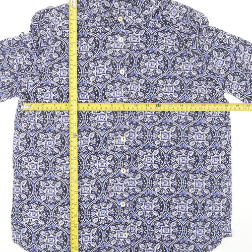 Marks and Spencer Womens Blue Geometric Button-Up Shirt Size 10