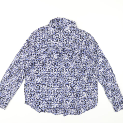 Marks and Spencer Womens Blue Geometric Button-Up Shirt Size 10