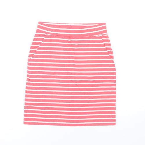 Joules Women’s Pink Striped Cotton Pencil Skirt UK 8 Casual