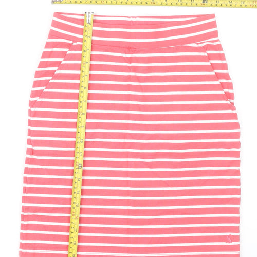 Joules Women’s Pink Striped Cotton Pencil Skirt UK 8 Casual