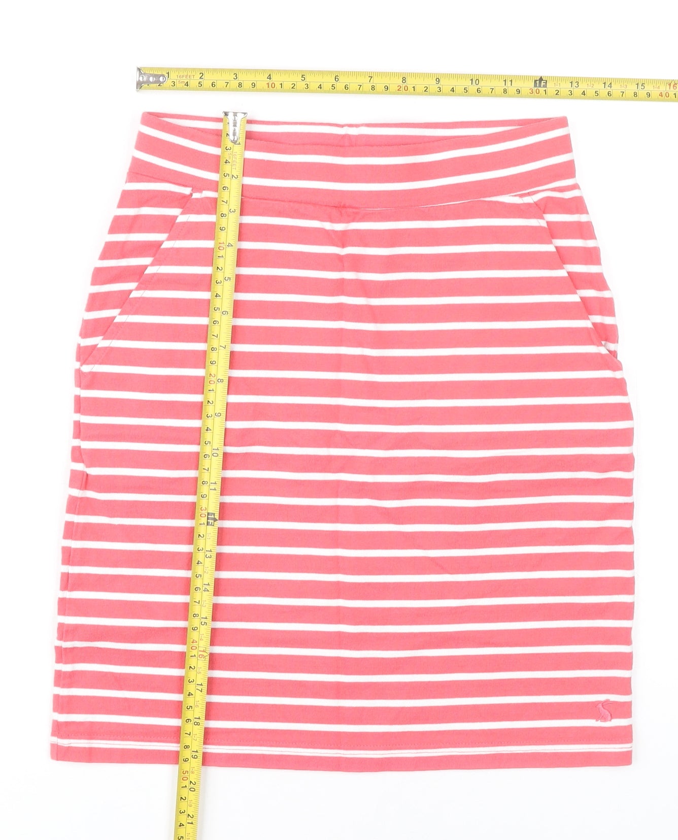 Joules Women’s Pink Striped Cotton Pencil Skirt UK 8 Casual