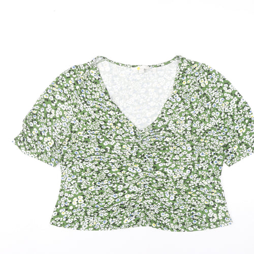 Boden Womens Green Floral Viscose Tunic Blouse Top UK 18 Short Sleeve