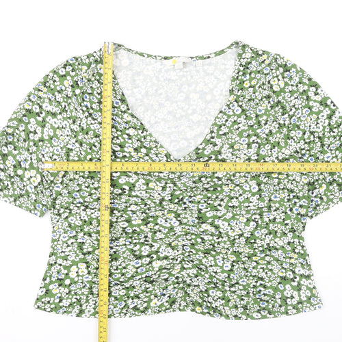 Boden Womens Green Floral Viscose Tunic Blouse Top UK 18 Short Sleeve
